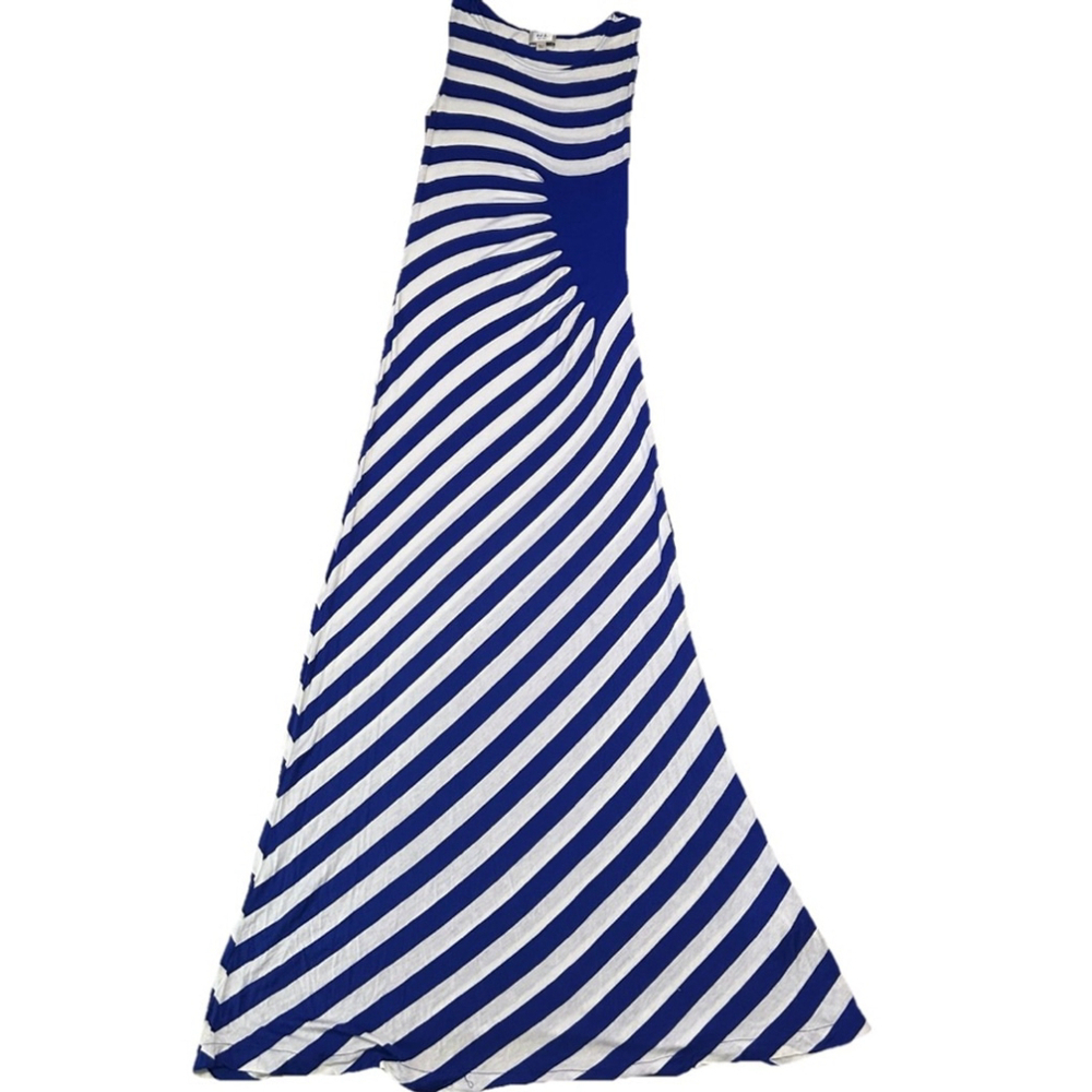 Women's ECI Maxi Dress Size Large Blue White Striped - Picture 4 of 5